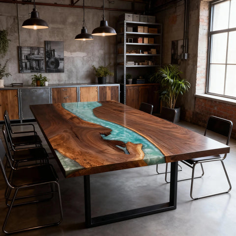 Custom-Black-Walnut-Epoxy-Resin-River-Table-Jade-Turquoise-Pearl-QZN-619-12