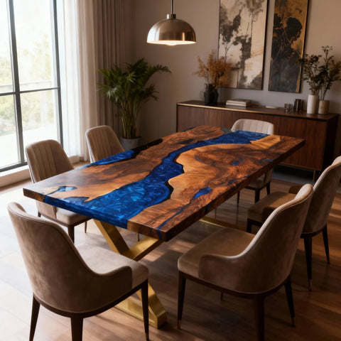 Custom-Black-Walnut-Epoxy-Resin-River-Table-Sapphire-Blue-Pearlescent-LQN-5829-01