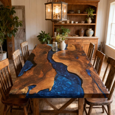 Custom-Black-Walnut-Epoxy-Resin-River-Table-Sapphire-Blue-Pearlescent-LQN-5829-12