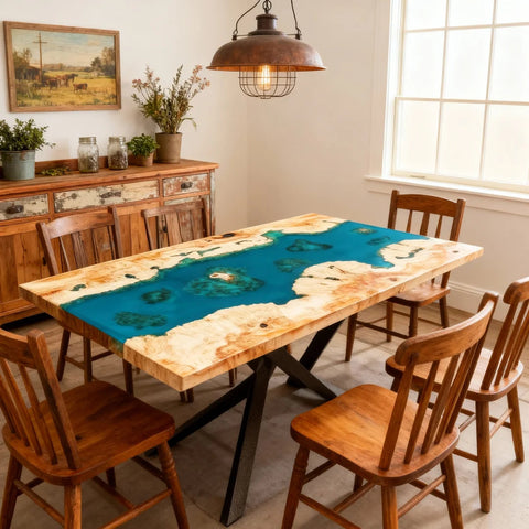 Custom-Poplar-Wood-Epoxy-Resin-River-Table-Turquoise-To-Teal-Resin-RKU-5731-05