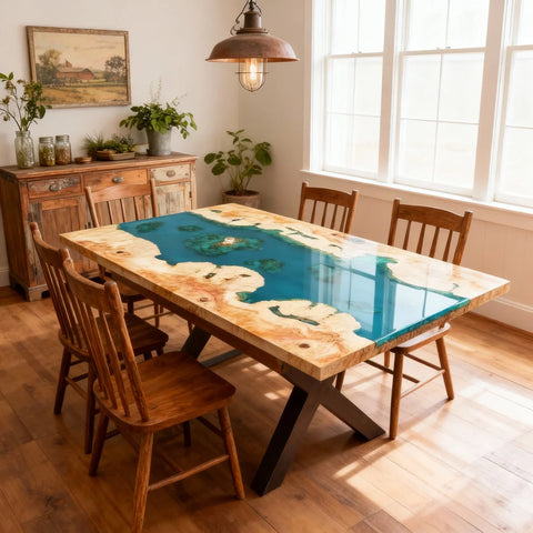 Custom-Poplar-Wood-Epoxy-Resin-River-Table-Turquoise-To-Teal-Resin-RKU-5731-06