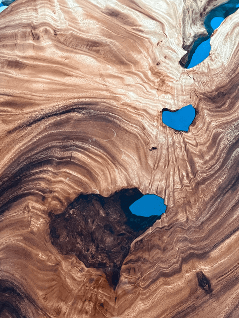 Custom Walnut Epoxy Resin River Table Teal Resin LQV-482