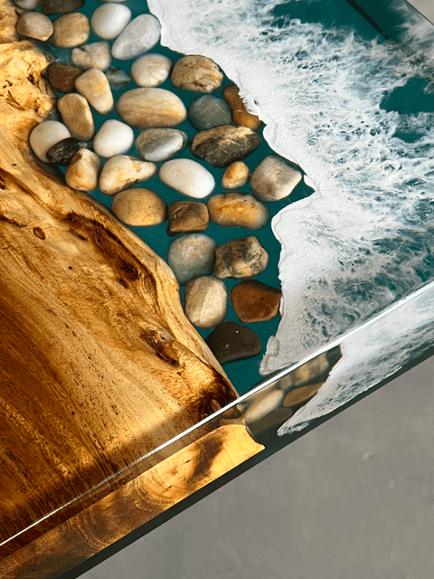 Custom Walnut Epoxy Resin River Table Teal Resin LQV-482