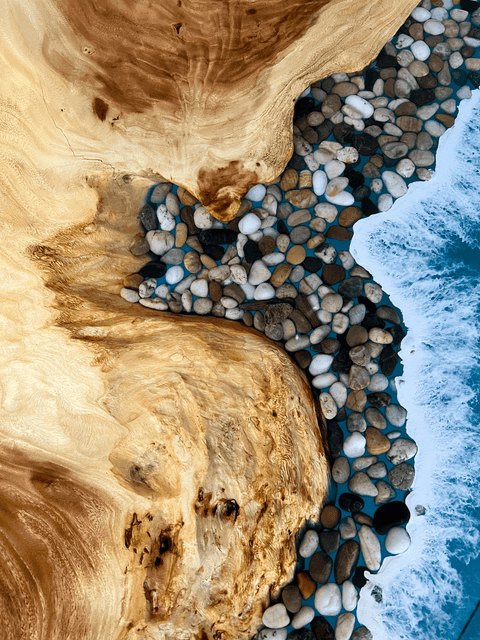 Custom Walnut Epoxy Resin River Table Teal Resin LQV-482