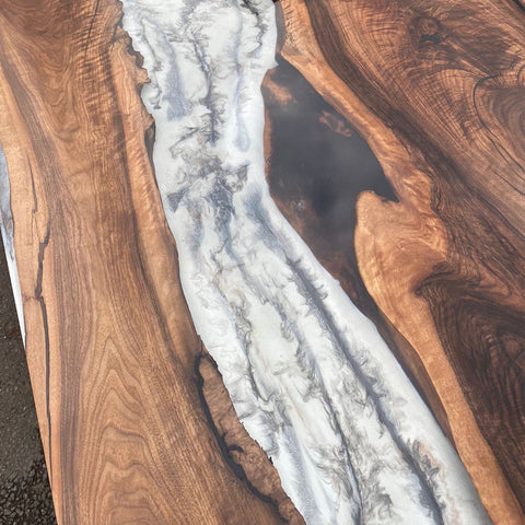 Epoxy Marble Table, Live Edge Ta_50bfbecc